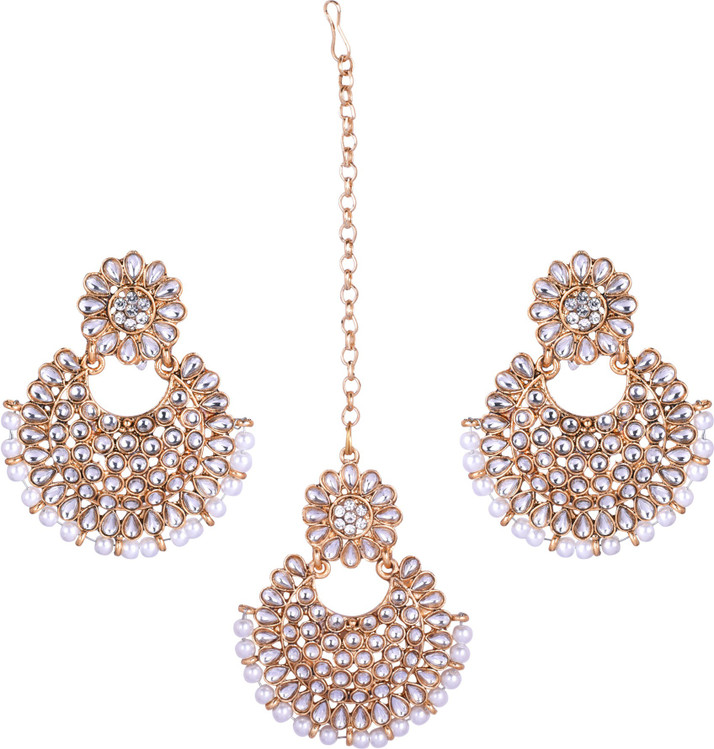 earrings with maang tikka flipkart