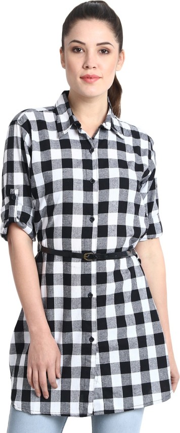 Checkered Formal White, Black Shirt 