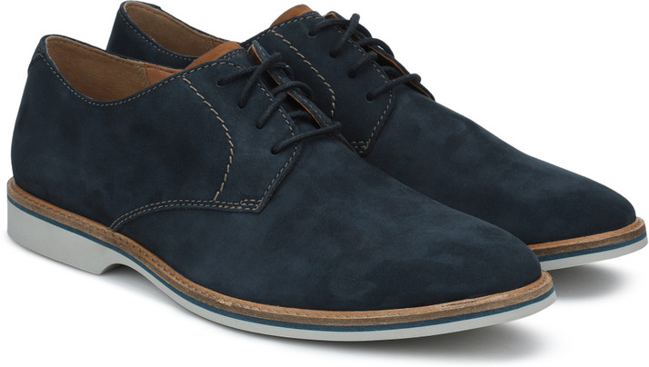 clarks atticus lace navy nubuck