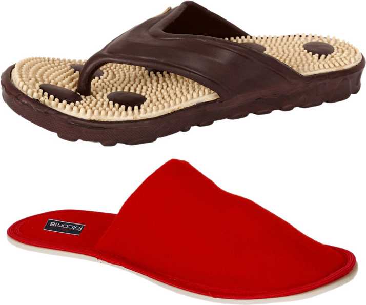 Falcon18 Falcon18 Combo Pack Of 2 Flip Flops Carpet Slippers Home Slippers Men S Women S Faux Fur House Bedroom Indoor Reflexology Sandals Acupressure Slippers Foot Therapy Massage Flip