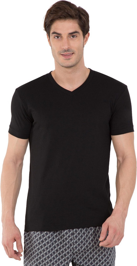 v neck black t shirt for men