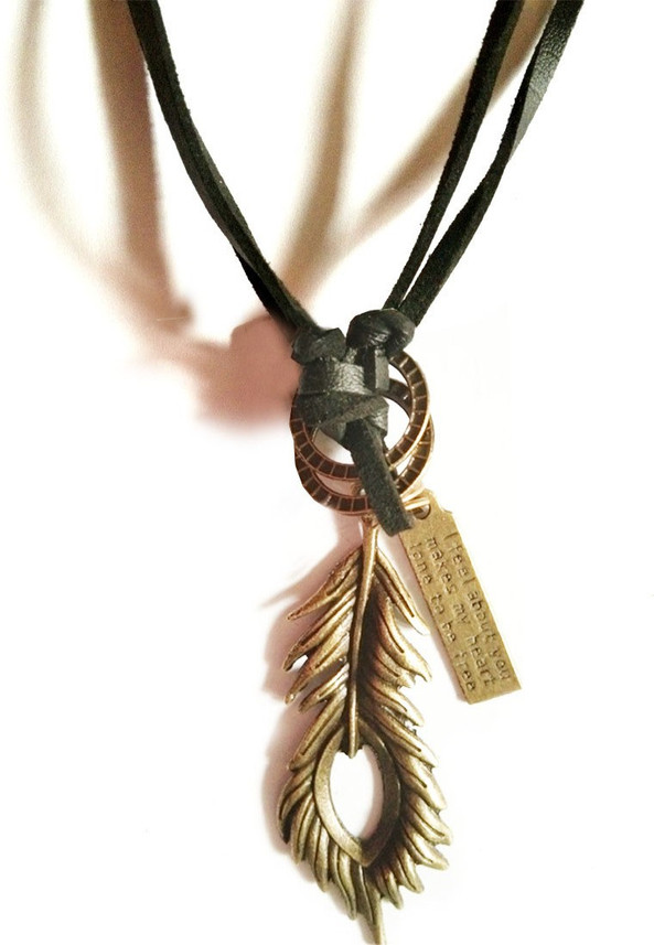 Sashrut Jewels Peacock Feather Leather 