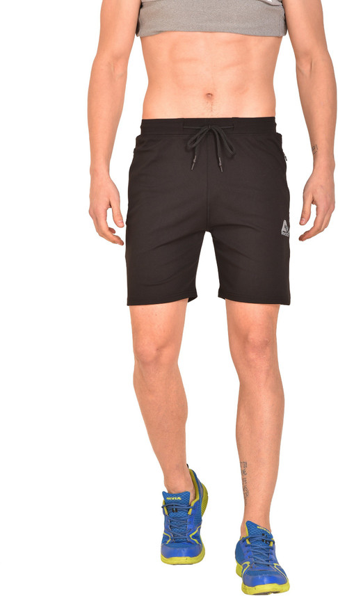Reddit Solid Men Black Sports Shorts 