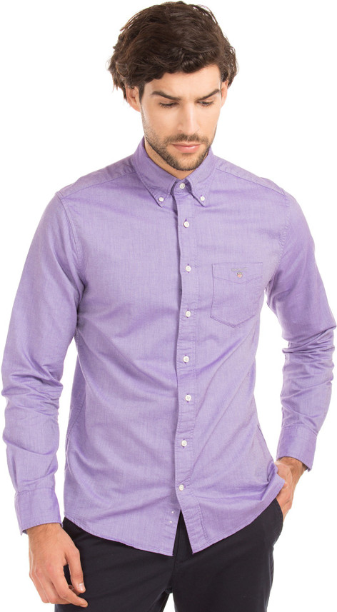Gant Men Solid Casual Purple Shirt 