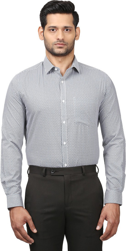 Raymond Men Printed Formal Grey Shirt 