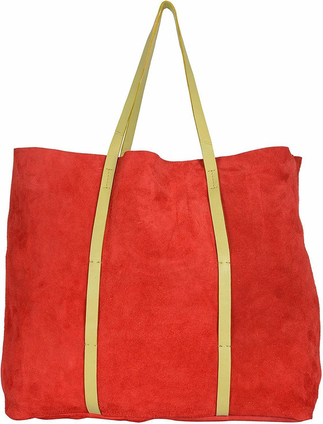 HiLEDER Fashion Womens 100/% Pure Genuine Suede Leather Shopping Bag Shoulder For Girls Brown