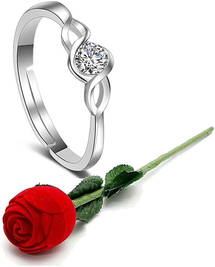 silver rose ring box