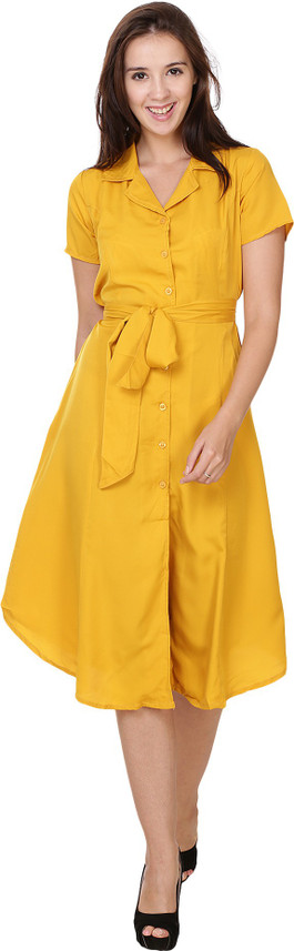 Chrome \u0026 Coral Women Shirt Yellow Dress 