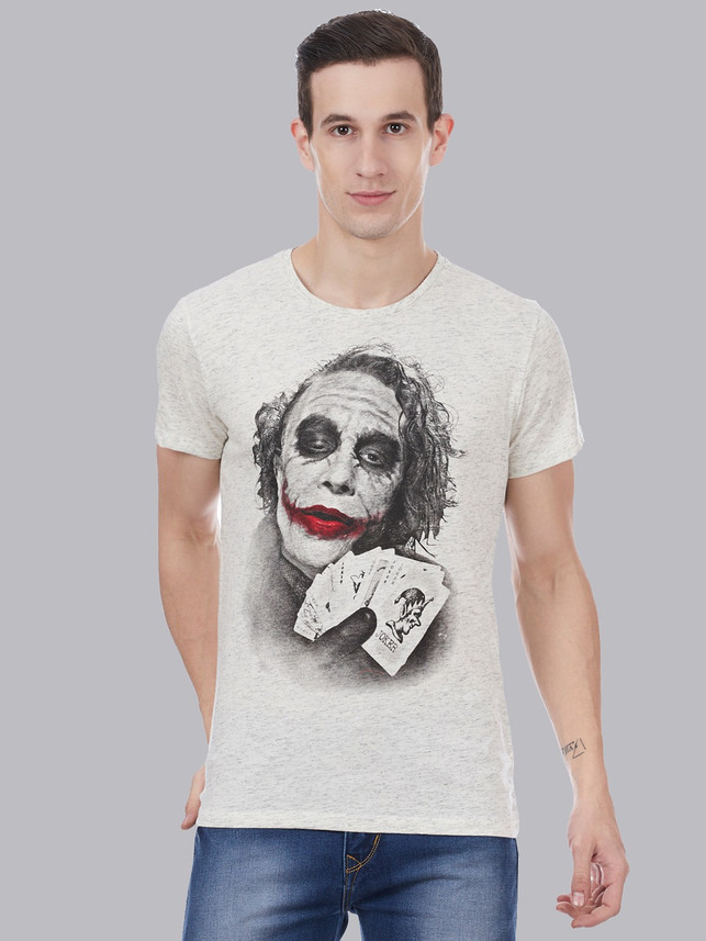Men Round Neck White T-Shirt 