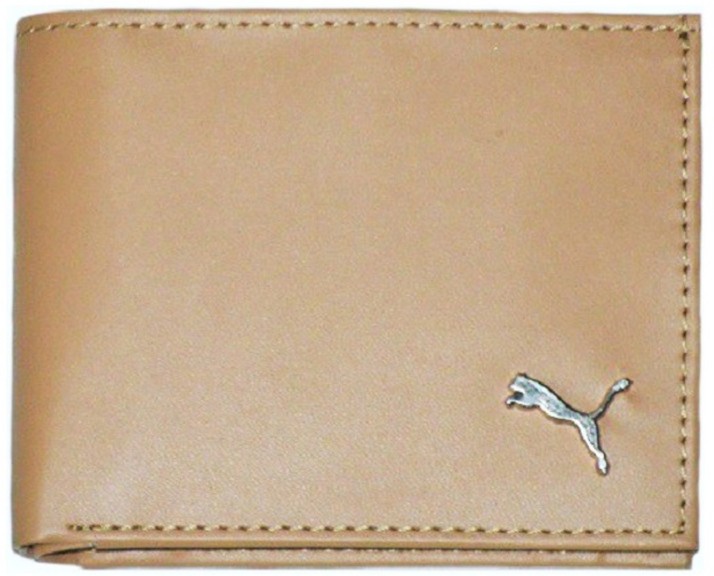 puma men brown genuine leather wallet