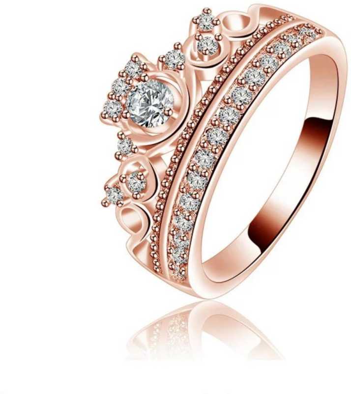 Myki Princess Queen Rose Gold Plated Ring For Women Girls Stainless Steel Swarovski Crystal Gold Plated Ring Price In India Buy Myki Princess Queen Rose Gold Plated Ring For Women