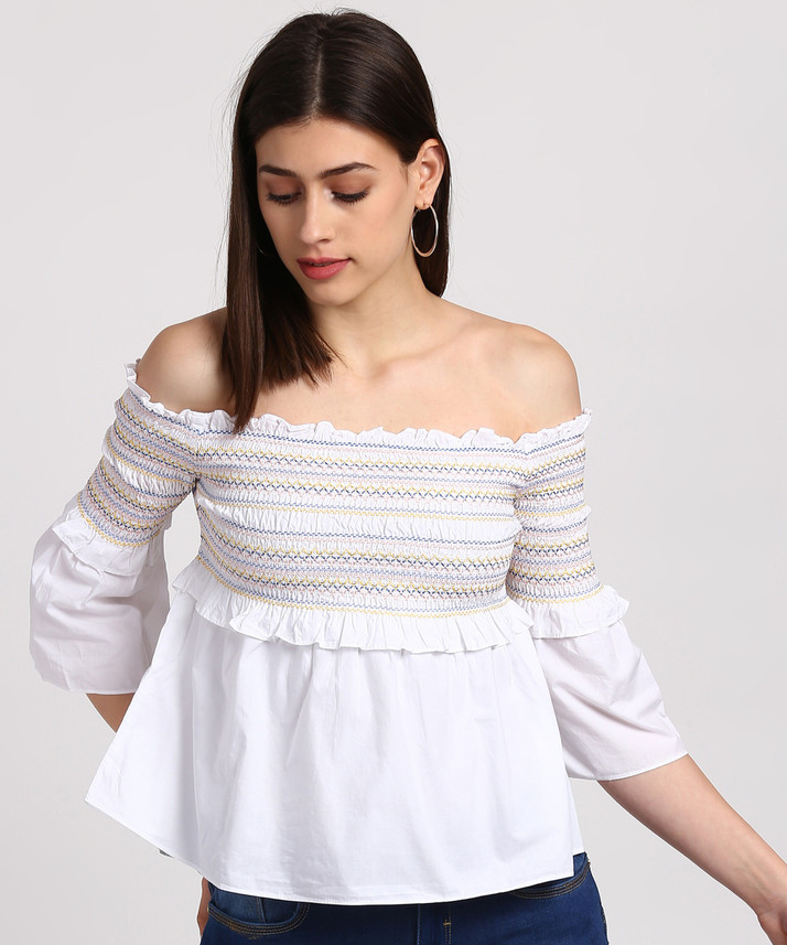White half shoulder top Clearance