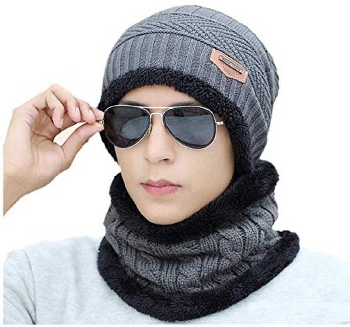 Cubern 2 Pieces Winter Beanie Hat Scarf Set Warm Knit Hat Thick