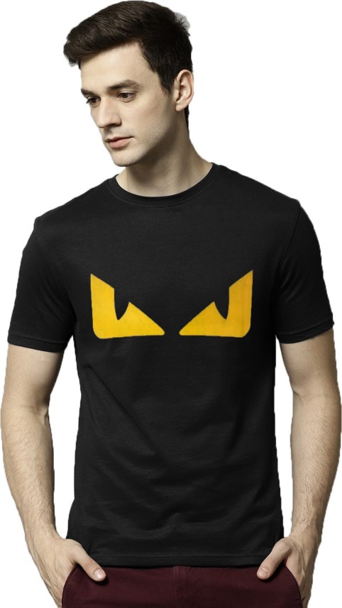 black t shirt with yellow eyes