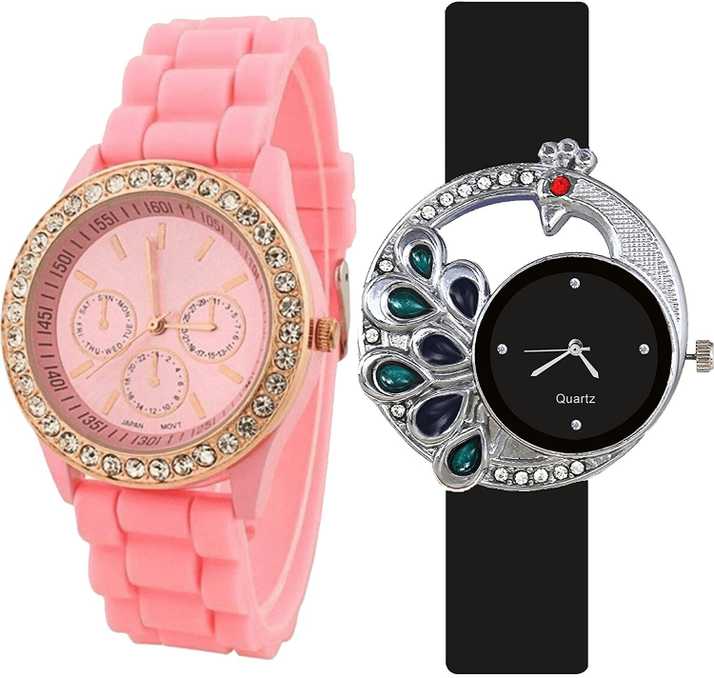 Nikola Modern 3d Design Analogue Pink And Black Color Girls And Women Watch G217 G76 Combo Of 2 Combo Watch Analog Watch For Girls Buy Nikola Modern 3d Design