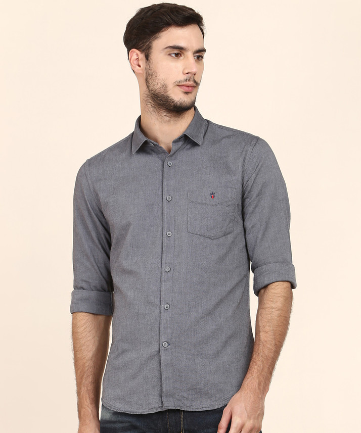 LP LOUIS PHILIPPE Men Solid Casual Grey 