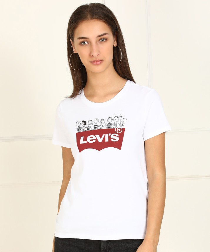 levi's white t shirt with red logo women's
