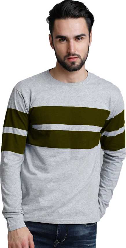 Lime Color Block Men Round Neck Dark Green Grey T Shirt Buy
