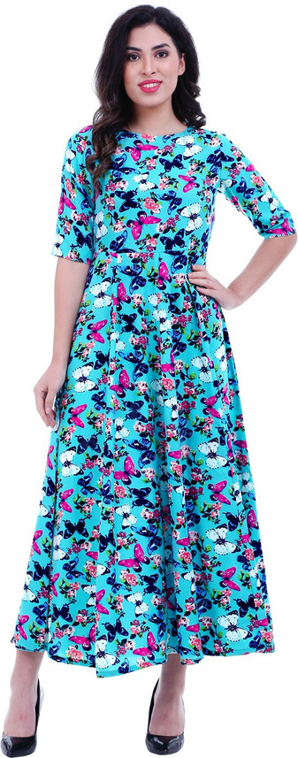 ROZVEH Women Maxi Multicolor Dress 