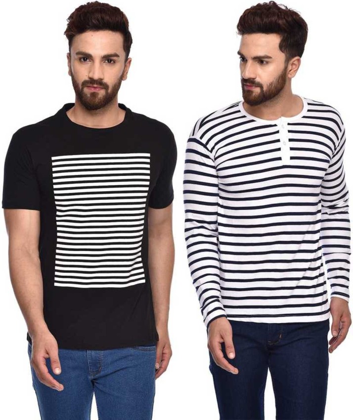 black and white striped t shirt flipkart