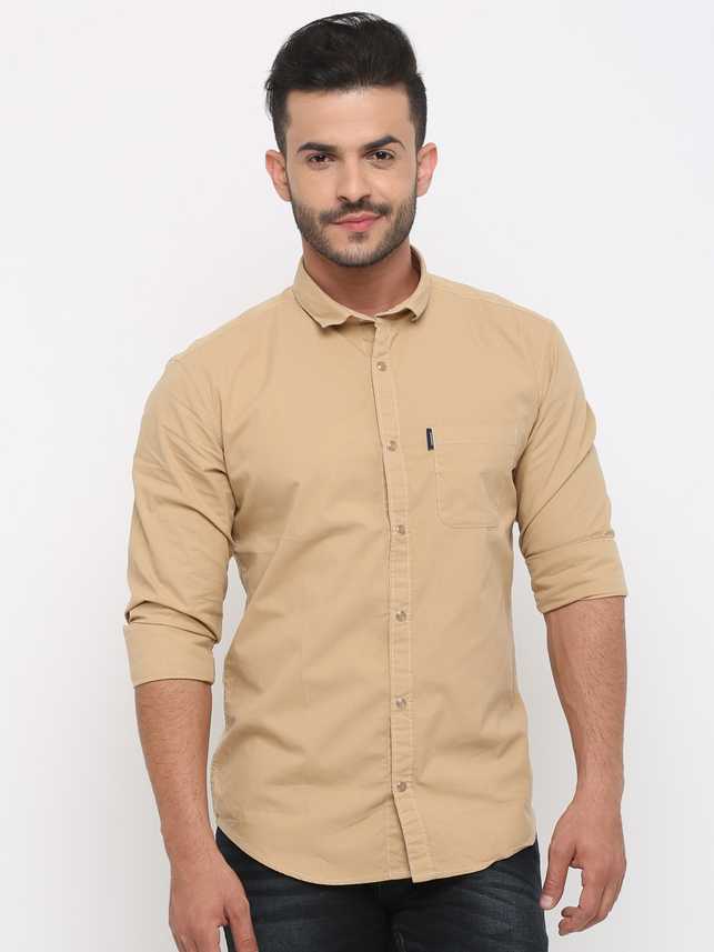 Showoff Men Solid Casual Beige Shirt Buy Beige Showoff Men Solid Casual Beige Shirt Online At Best Prices In India Flipkart Com