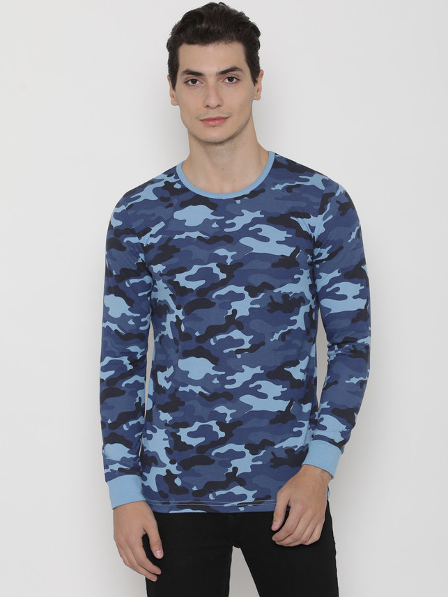 Buy Inkovy Printed Men Round Neck Blue 