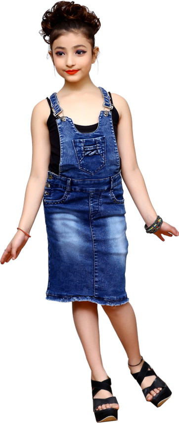 ELENDRA Dungaree For Girls Self Design 