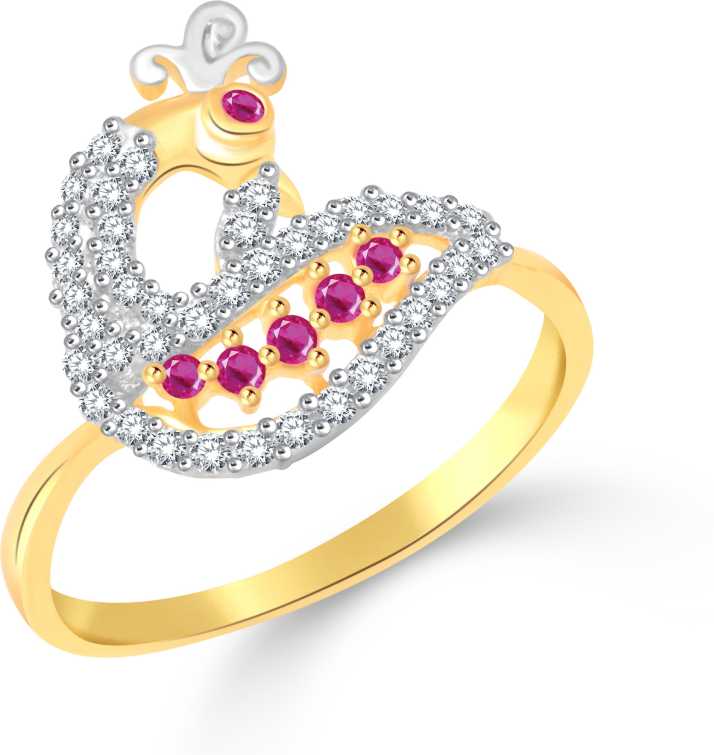 Divastri Peacock Mayur Alloy Cubic Zirconia Gold Plated Ring - 