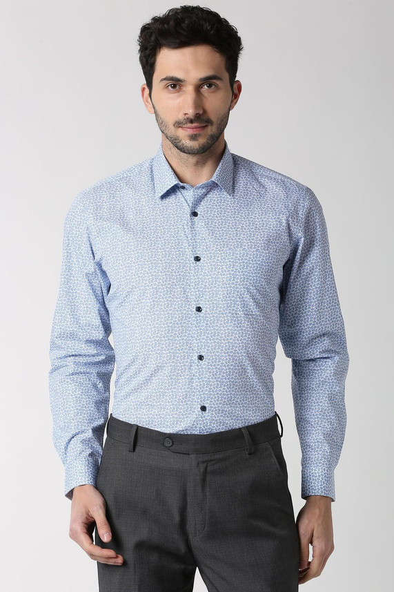 PETER ENGLAND Men Printed Formal Blue
