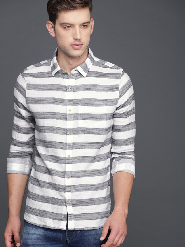white striped casual shirt