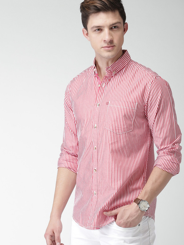 HARVARD Men Striped Casual Red, White 