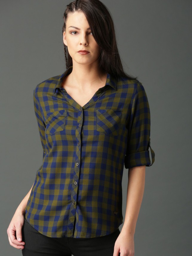 roadster women's checkered casual reversible shirt