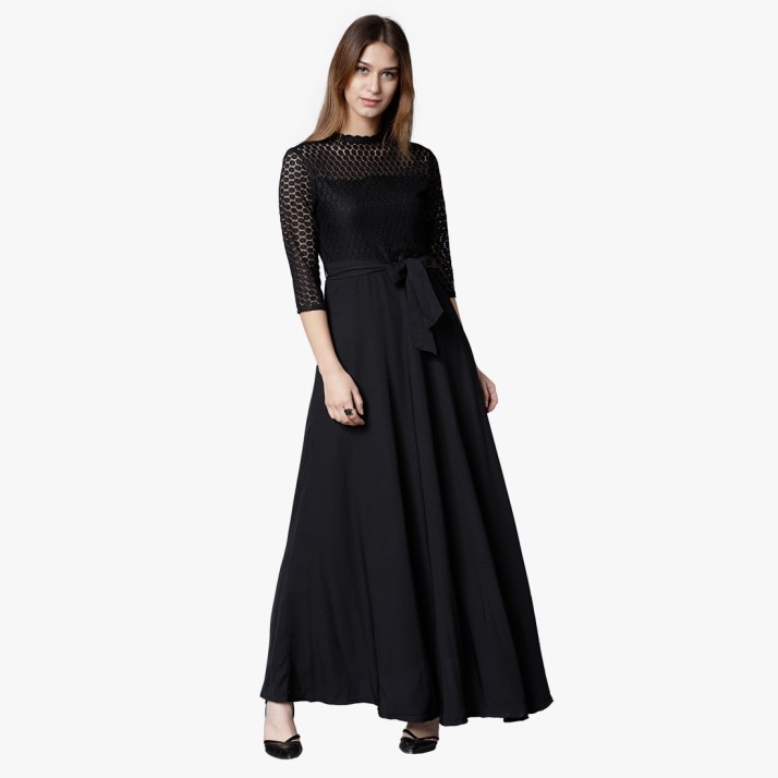 tokyo talkies women's maxi black dress