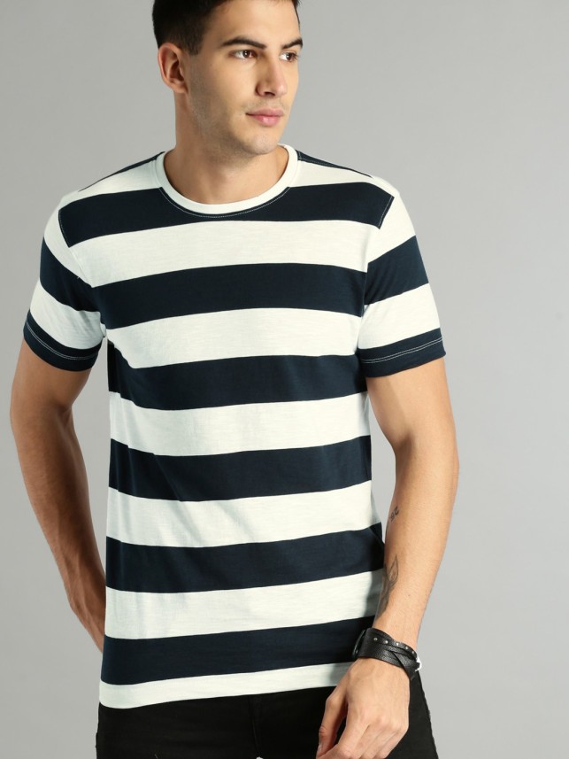 black and white striped t shirt flipkart