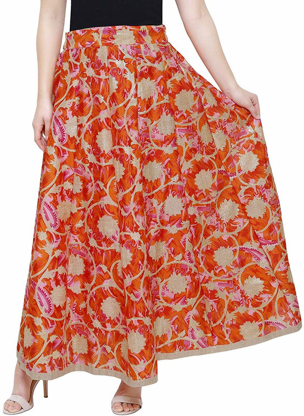 orange skirt combination