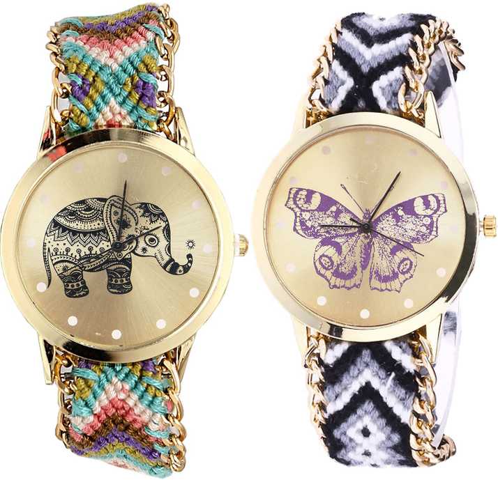 Nikola Classical Diwali Elephant And Butterfly Analogue Multi Color Color Girls And Women Watch G157 G141 Combo Of 2 Combo Watch Analog Watch For Girls Buy Nikola Classical Diwali