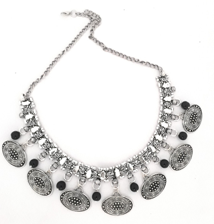 flipkart black metal necklace