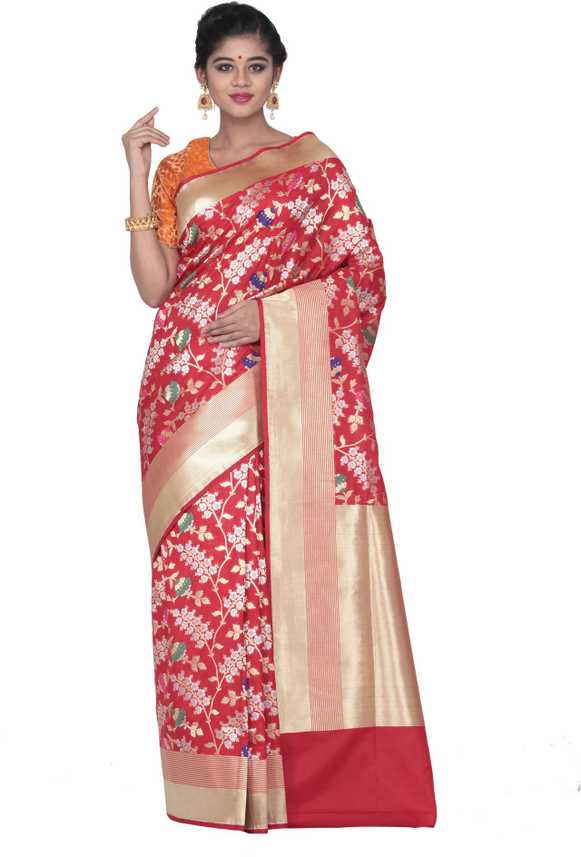 Buy Keya Seth Exclusive Self Design Banarasi Pure Silk Red Sarees