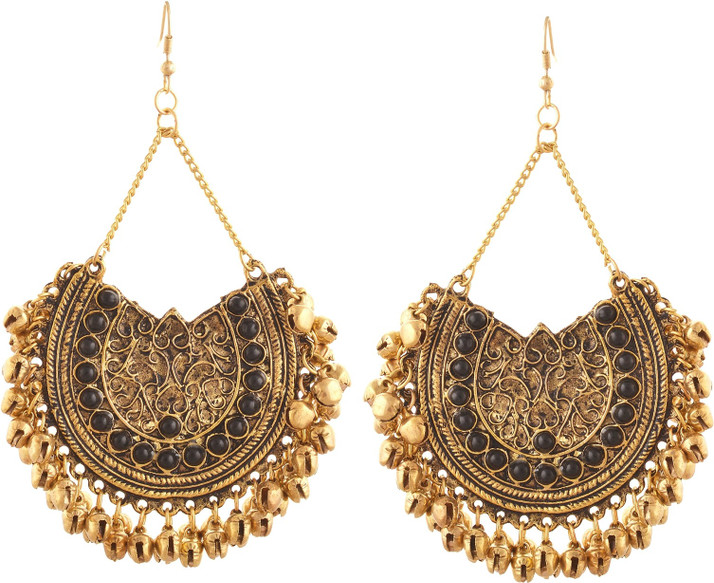Oreleaa Jewellery German Silver Turkish Style Beaded Chandbali Earrings for Women and Girls