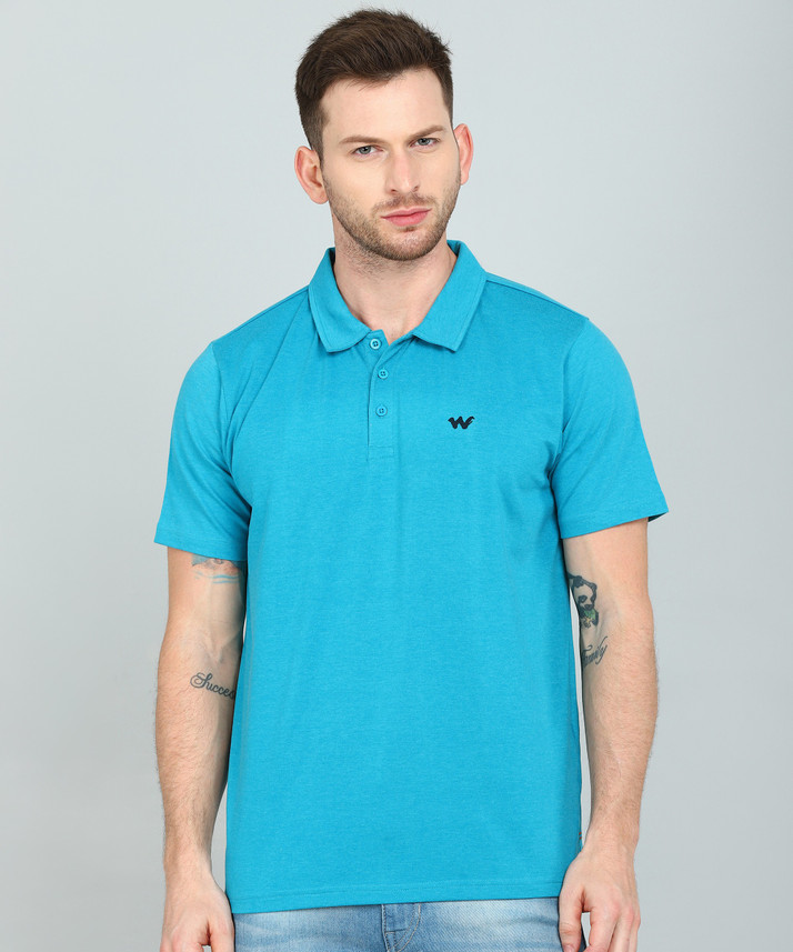 Buy Wildcraft Solid Men Polo Neck Blue 