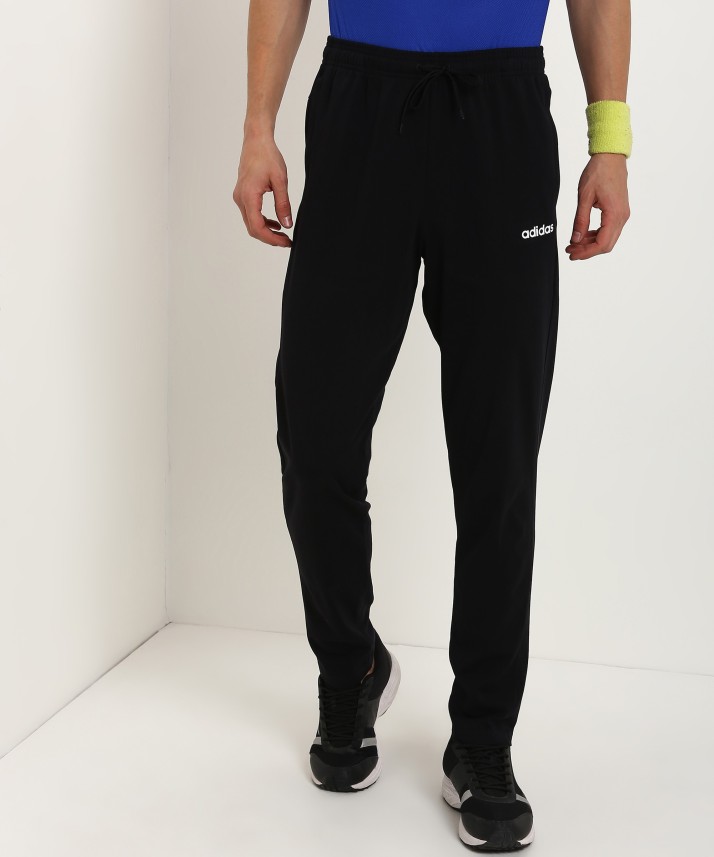 adidas solid men's black track pants