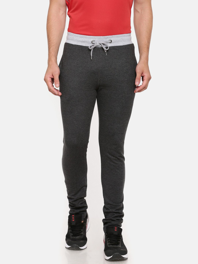 Color Block Men Grey Track Pants 