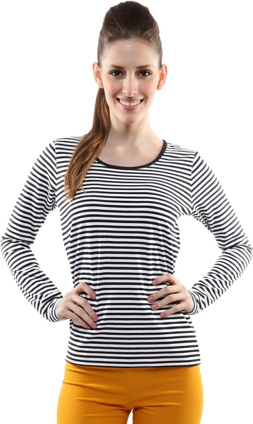 black and white striped t shirt flipkart