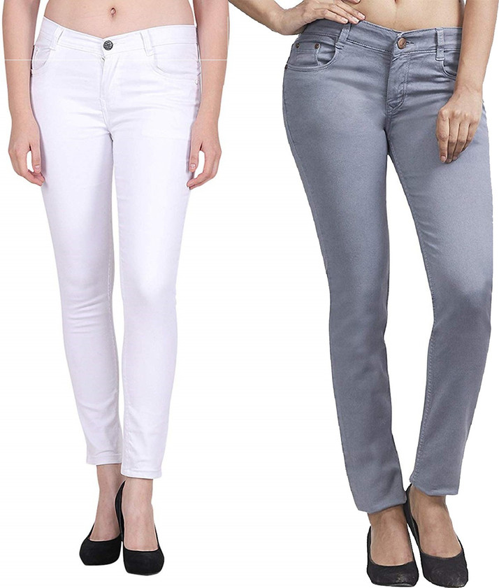 Skinny Women White, Grey Jeans 