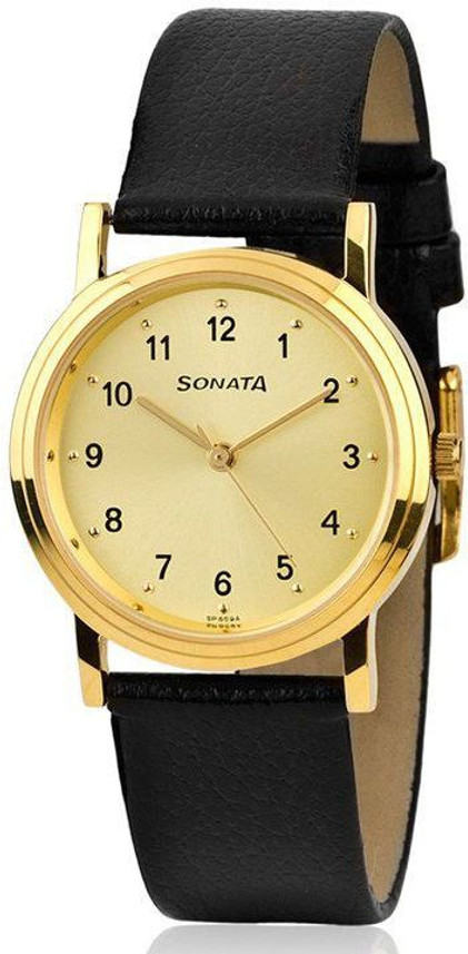 sonata leather watch