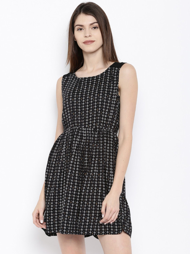 LEE COOPER Women Pleated Black Dress 