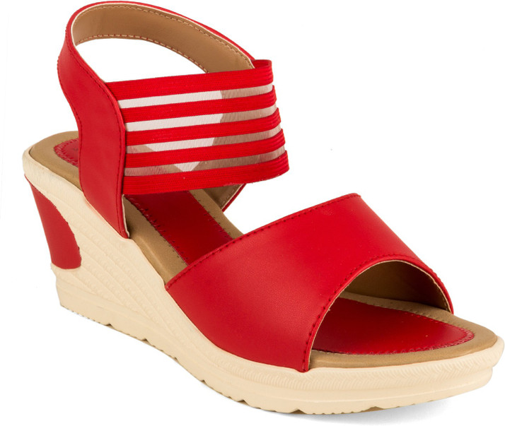 cute red wedge sandals