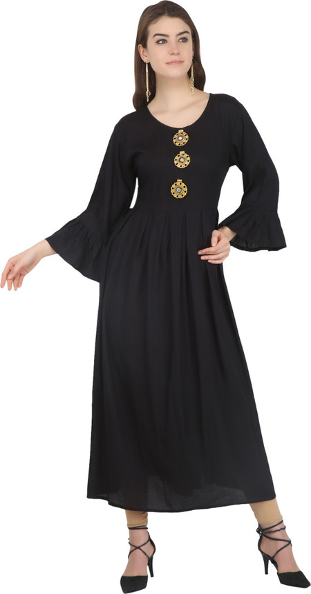 solid black anarkali