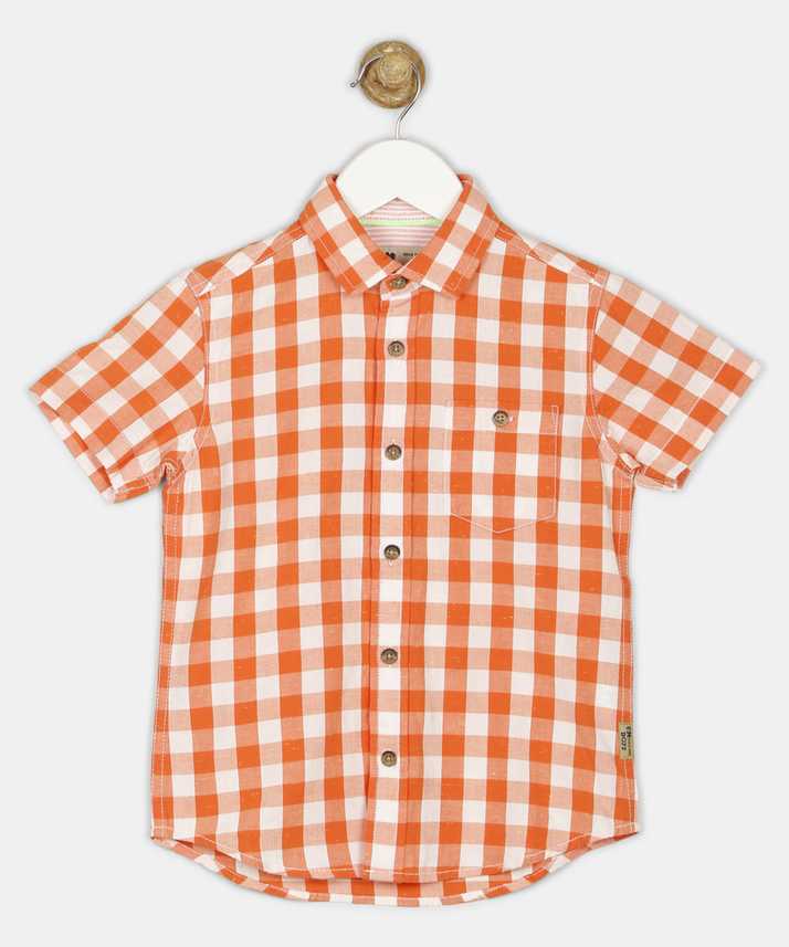 Fm Kids Boys Checkered Casual White Orange Shirt Buy Fm Kids Boys Checkered Casual White Orange Shirt Online At Best Prices In India Flipkart Com