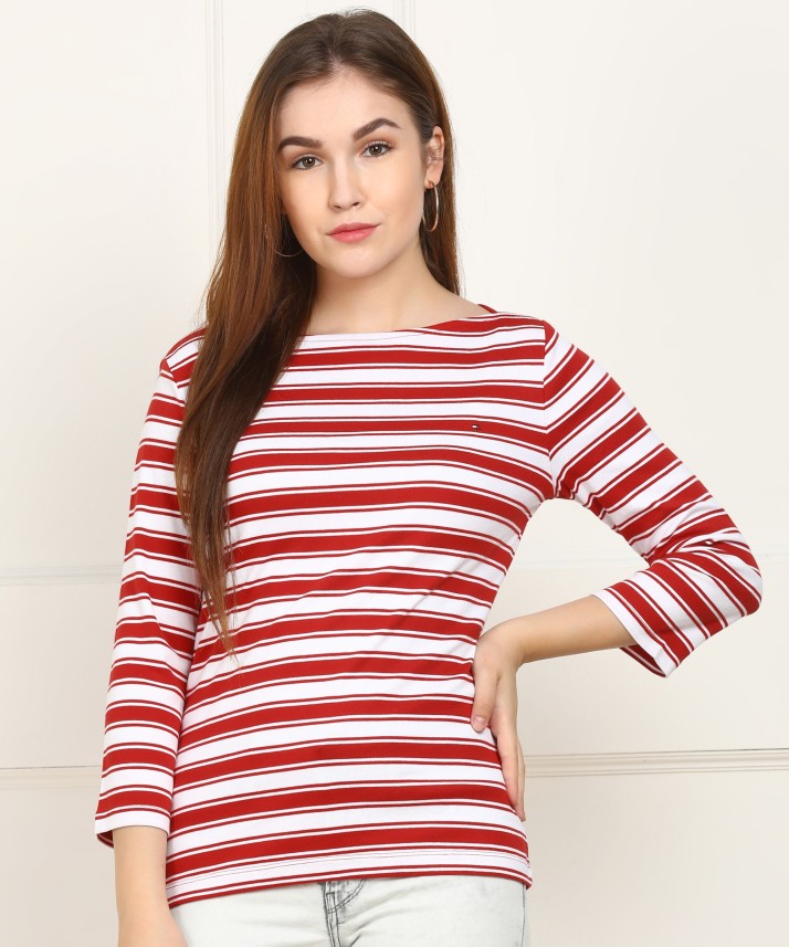 tommy hilfiger red and white striped dress